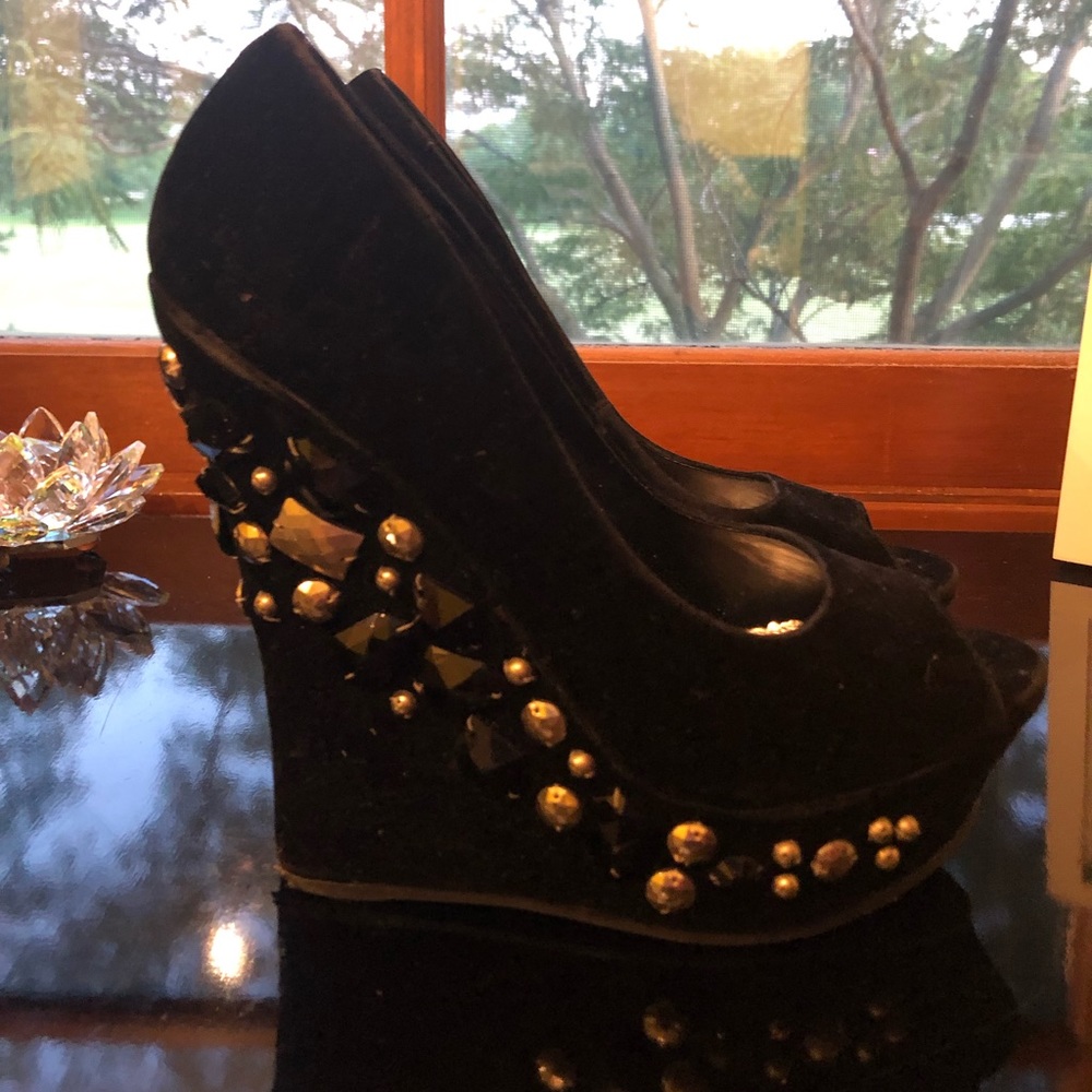 Platform Rhinestone wedges